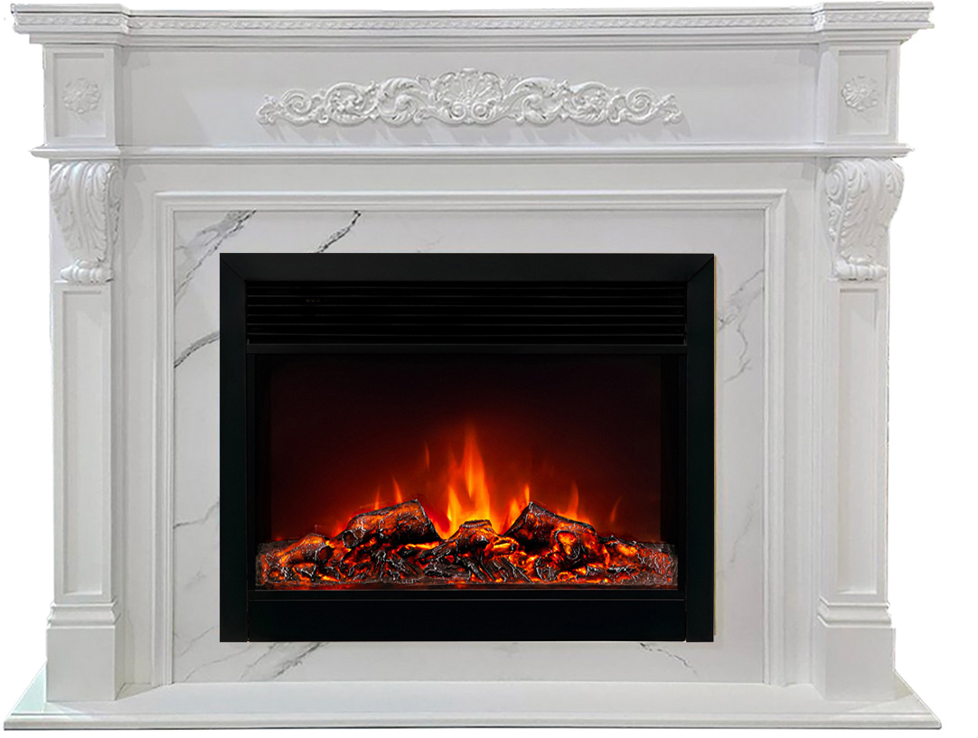 Электрокамин с широким очагом 2D Real-Flame MOZART 26 WT-P511 с очагом MOONBLAZE DELUXE BL
