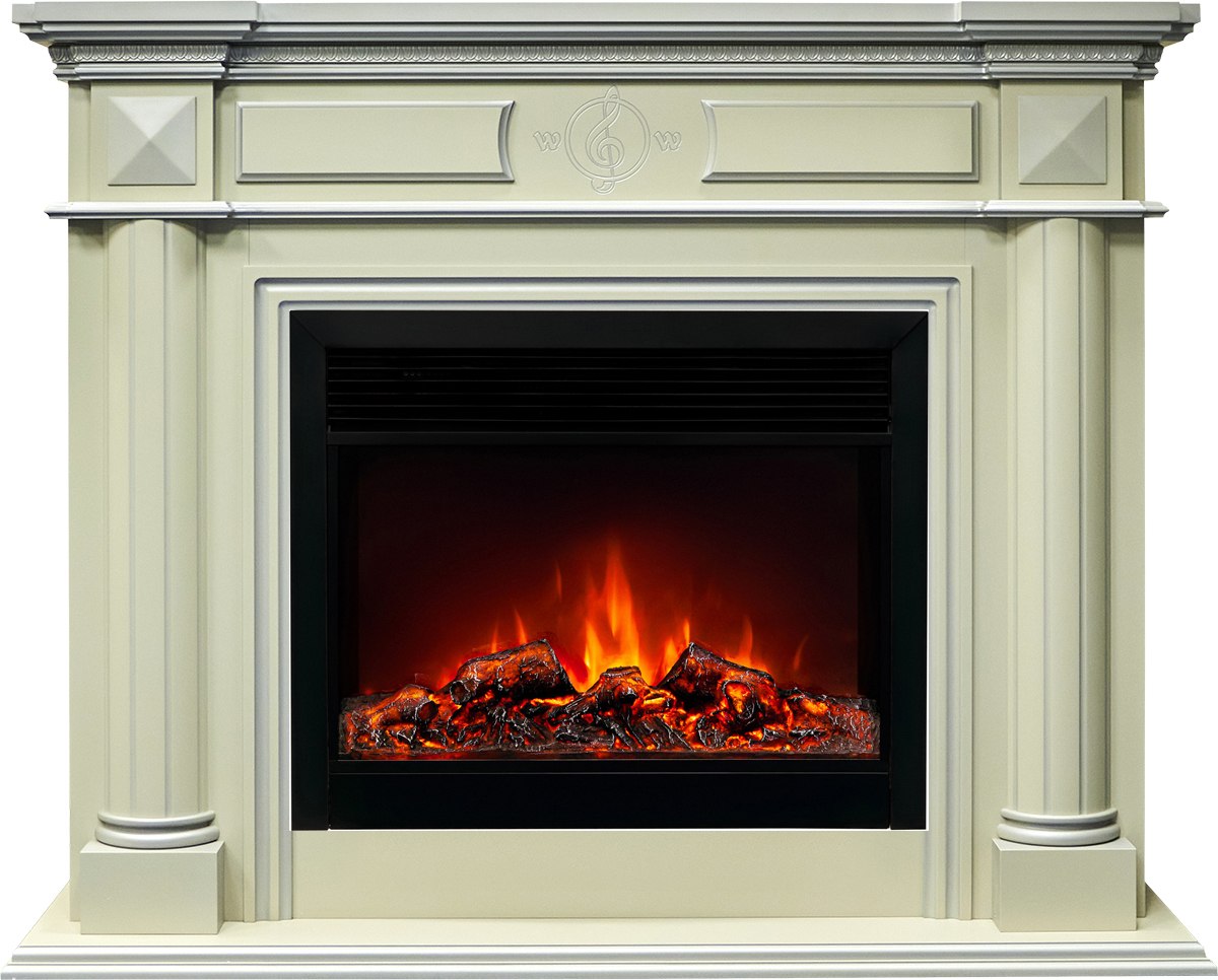 Электрокамин с широким очагом 2D Real-Flame WAGNER 33/26 BG-P615S с очагом MOONBLAZE DELUXE BL