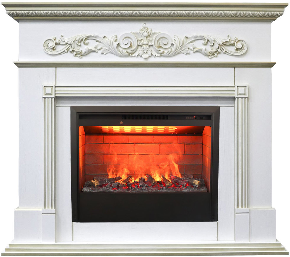 Электрокамин с широким очагом 3D Real-Flame BEETHOVEN 25,5/26 WT-519G с очагом 3D HELIOS 26