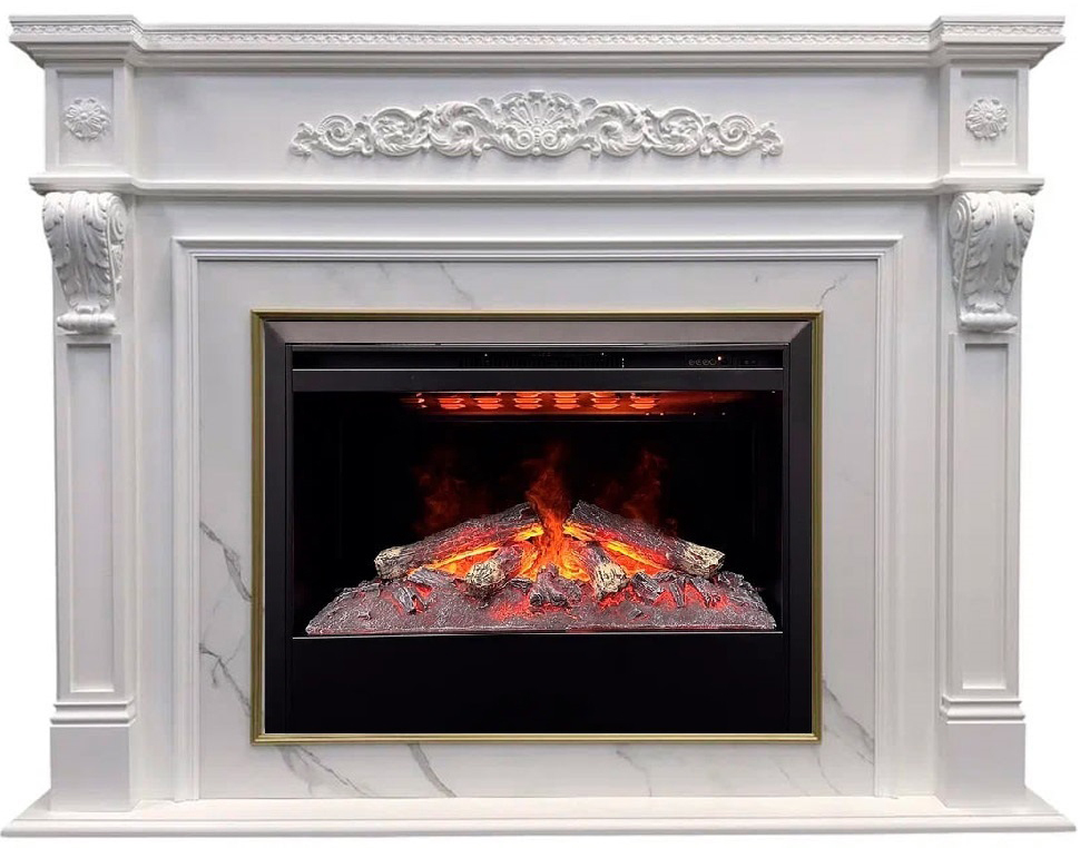 Электрокамин с широким очагом 3D Real-Flame MOZART 26 WT-P511 с очагом 3D HELIOS 26 SBG